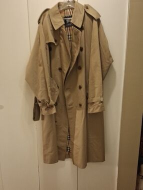Burberry Beige Double-Breasted Trench Coat with Check Lining, Barney's NY
